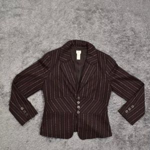 J. Jill Women's Size 10 3 Button Blazer  Brown Long Sleeve Solid Wool